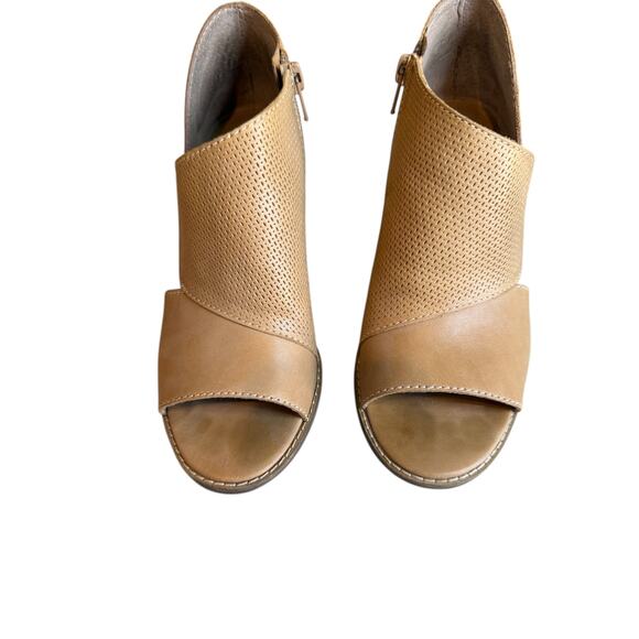 Lucky Brand Leather Jedrek Open Toe Cut out Ankle Booties Tan 6.5 - Picture 3 of 6